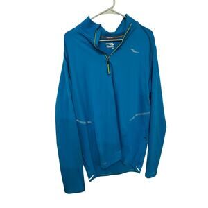 Saucony Mens 1/4 Zip Running Pullover XL Blue Performance Gorpcore Utility